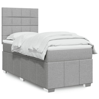 Cama Box Spring Con Colchón Tela Gris Taupe