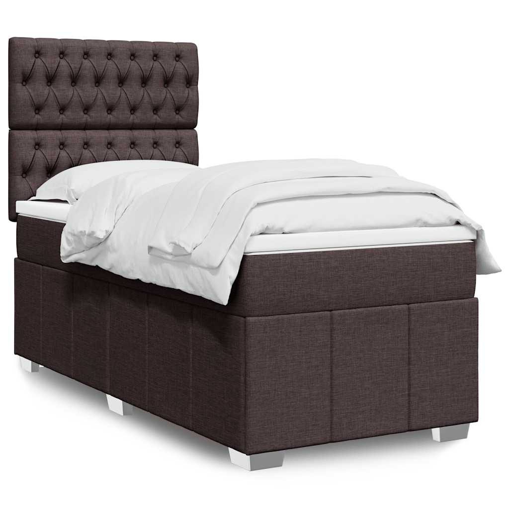 Cama Box Spring Con Colchón Tela Gris Taupe