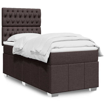 Cama Box Spring Con Colchón Tela Gris Taupe