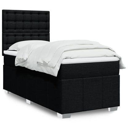 Cama Box Spring Con Colchón Tela Gris Taupe