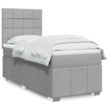 Cama Box Spring Con Colchón Tela Gris Taupe