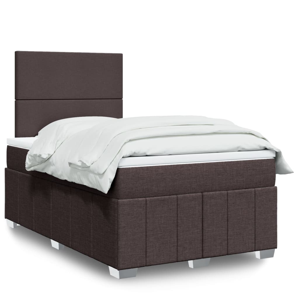 Cama Box Spring Con Colchón Tela Gris Taupe
