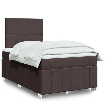 Cama Box Spring Con Colchón Tela Gris Taupe