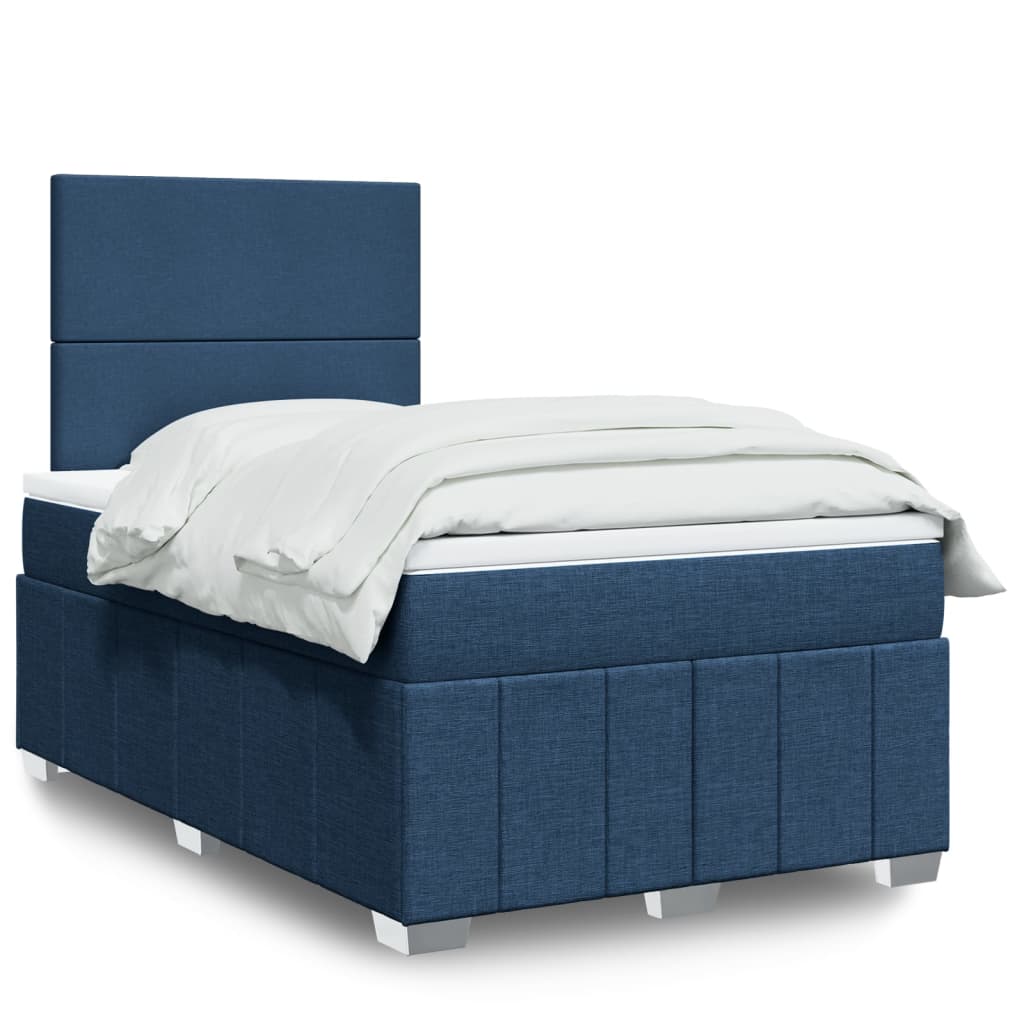 Cama Box Spring Con Colchón Tela Gris Taupe