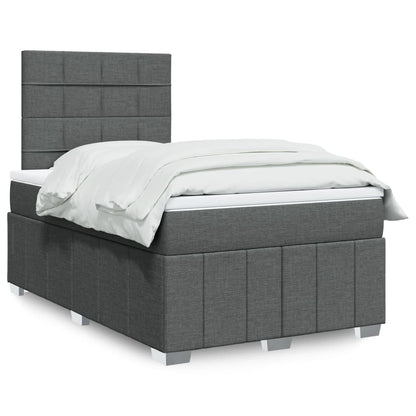 Cama Box Spring Con Colchón Tela Gris Taupe