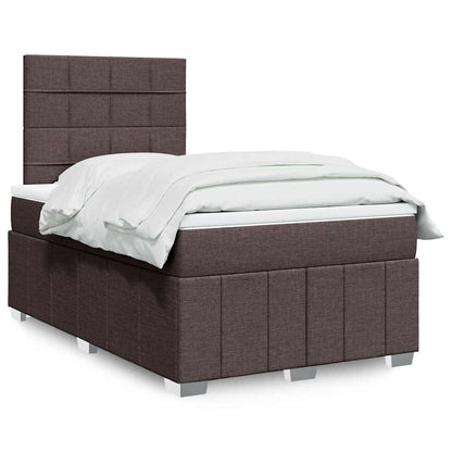 Cama Box Spring Con Colchón Tela Gris Taupe