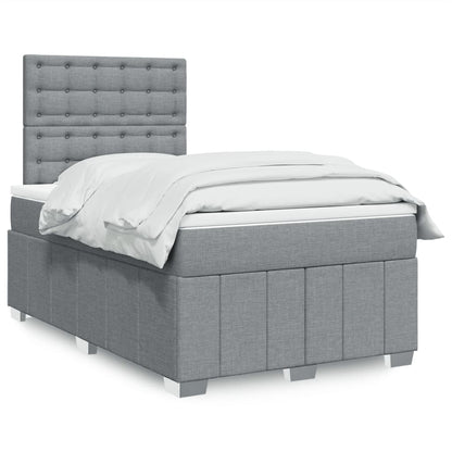 Cama Box Spring Con Colchón Tela Gris Taupe