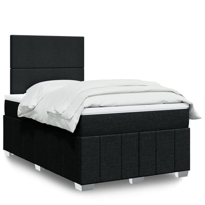 Cama Box Spring Con Colchón Tela Gris Taupe