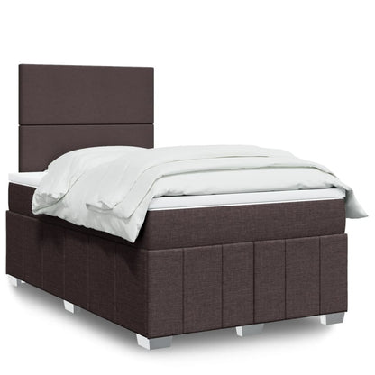 Cama Box Spring Con Colchón Tela Gris Taupe