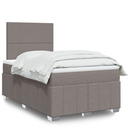 Cama Box Spring Con Colchón Tela Gris Taupe