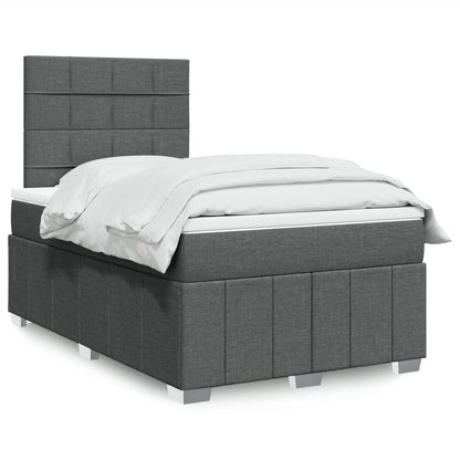 Cama Box Spring Con Colchón Tela Gris Taupe