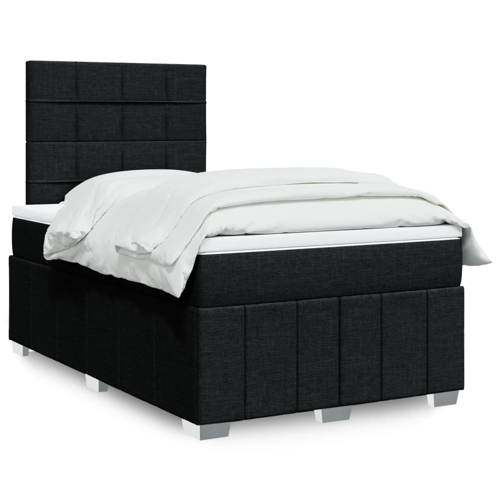 Cama Box Spring Con Colchón Tela Gris Taupe