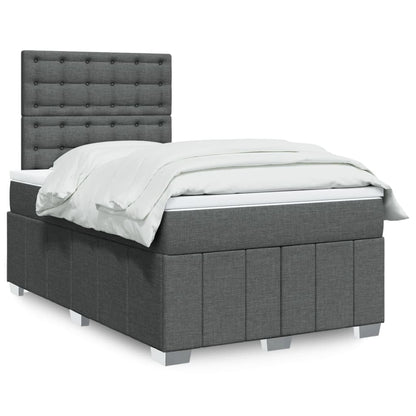 Cama Box Spring Con Colchón Tela Gris Taupe
