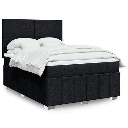 Cama Box Spring Con Colchón Tela Gris Taupe