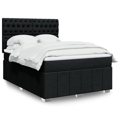 Cama Box Spring Con Colchón Tela Gris Taupe