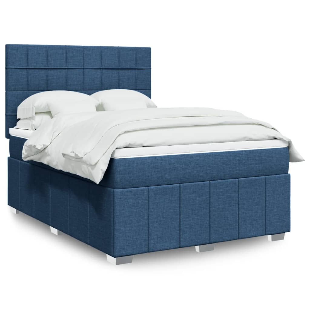 Cama Box Spring Con Colchón Tela Gris Taupe