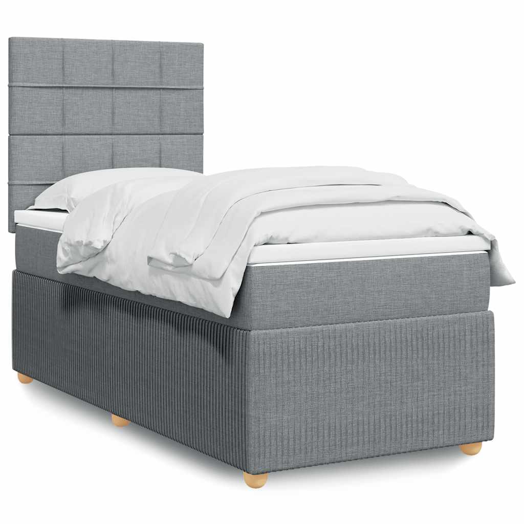 Cama Box Spring Con Colchón Tela