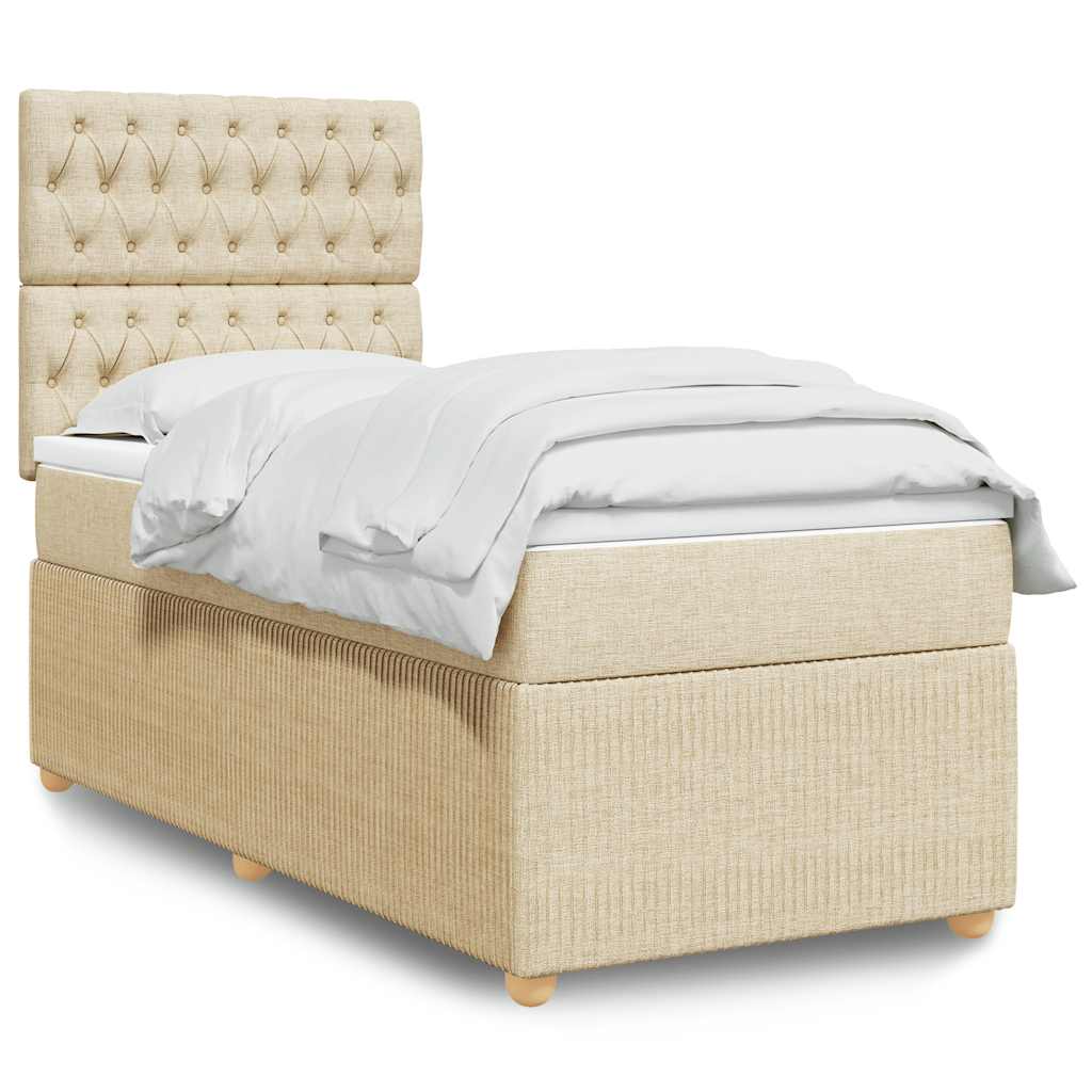 Cama Box Spring Con Colchón Tela