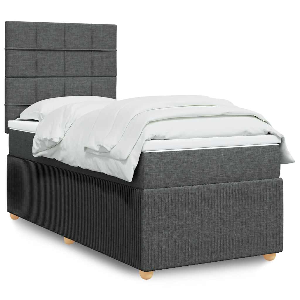 Cama Box Spring Con Colchón Tela
