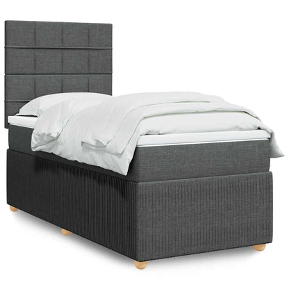 Cama Box Spring Con Colchón Tela