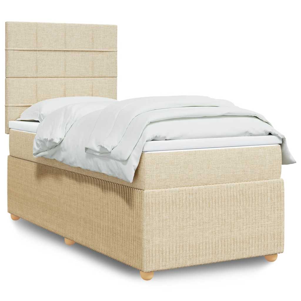 Cama Box Spring Con Colchón Tela