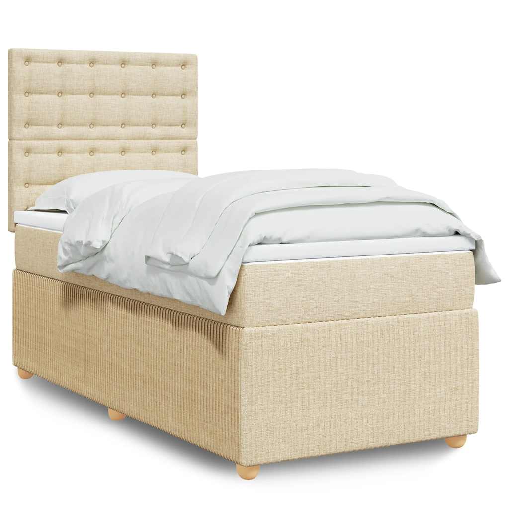 Cama Box Spring Con Colchón Tela