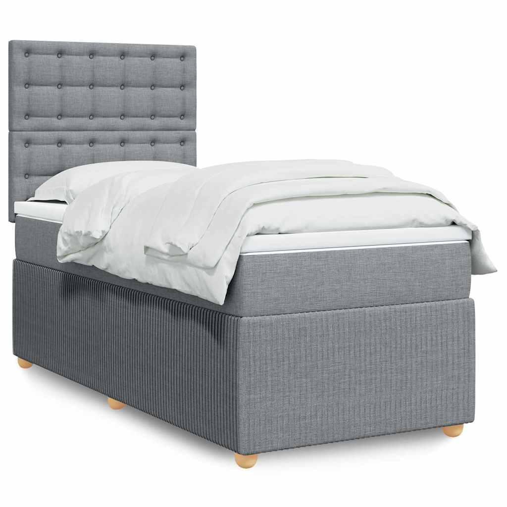 Cama Box Spring Con Colchón Tela