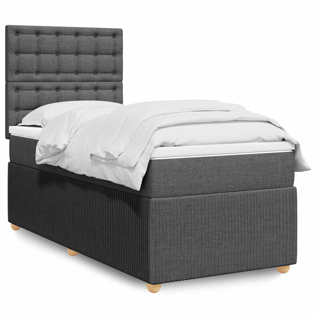 Cama Box Spring Con Colchón Tela