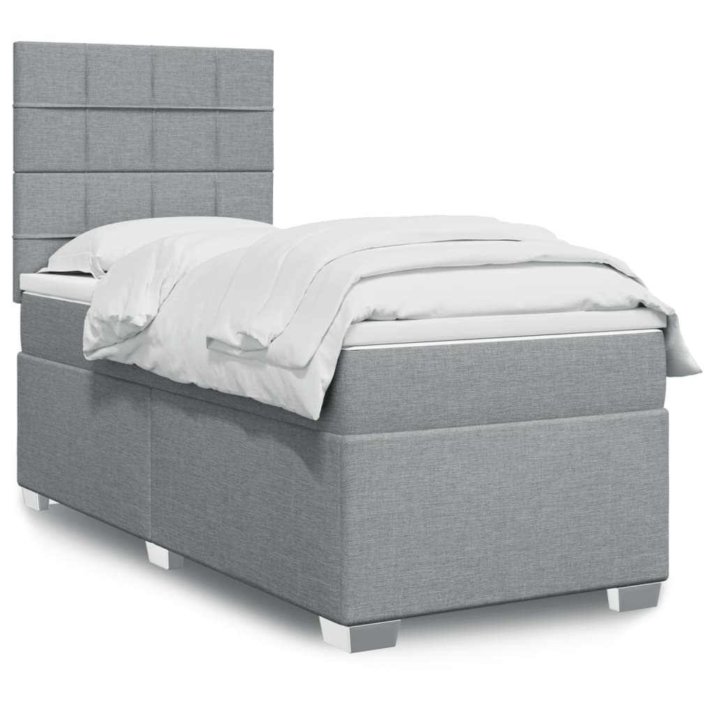 Cama Box Spring Con Colchón Tela