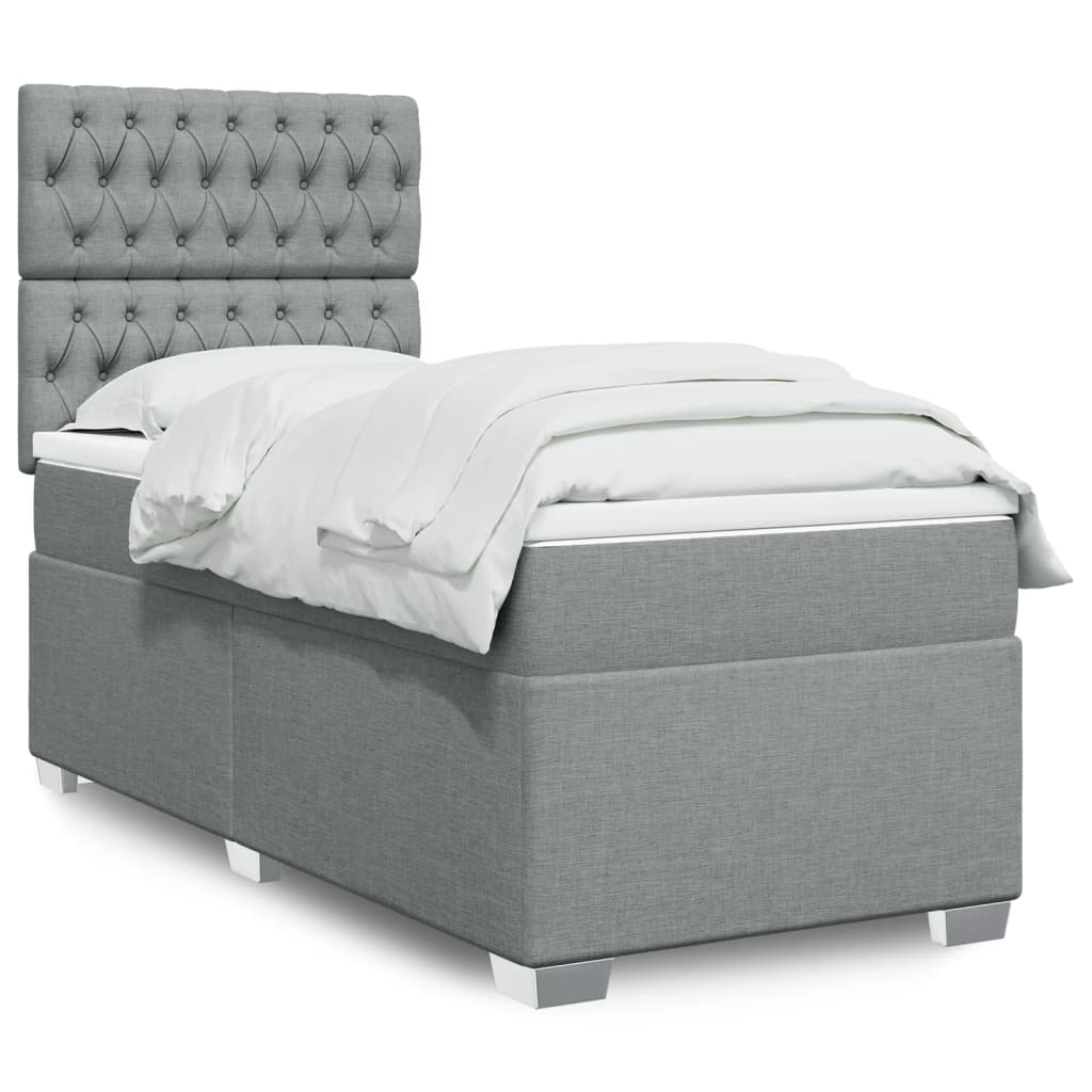 Cama Box Spring Con Colchón Tela