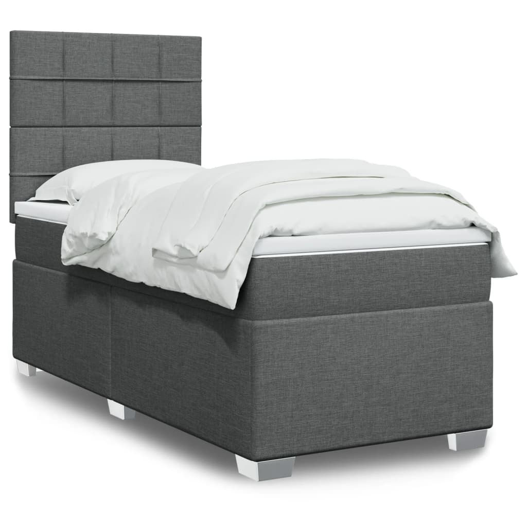 Cama Box Spring Con Colchón Tela