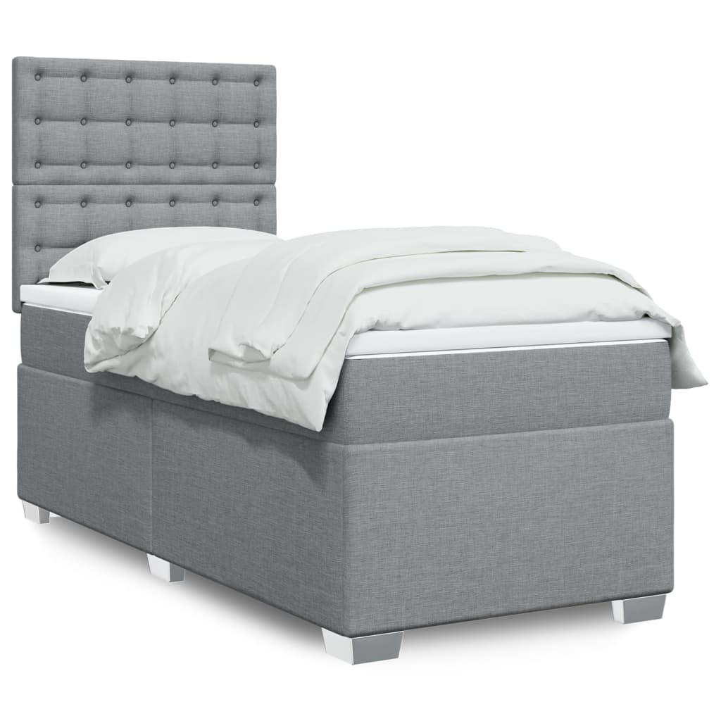 Cama Box Spring Con Colchón Tela
