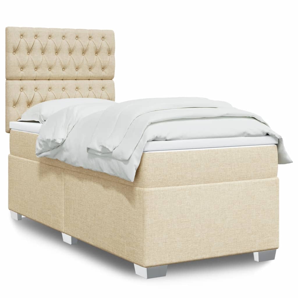 Cama Box Spring Con Colchón Tela