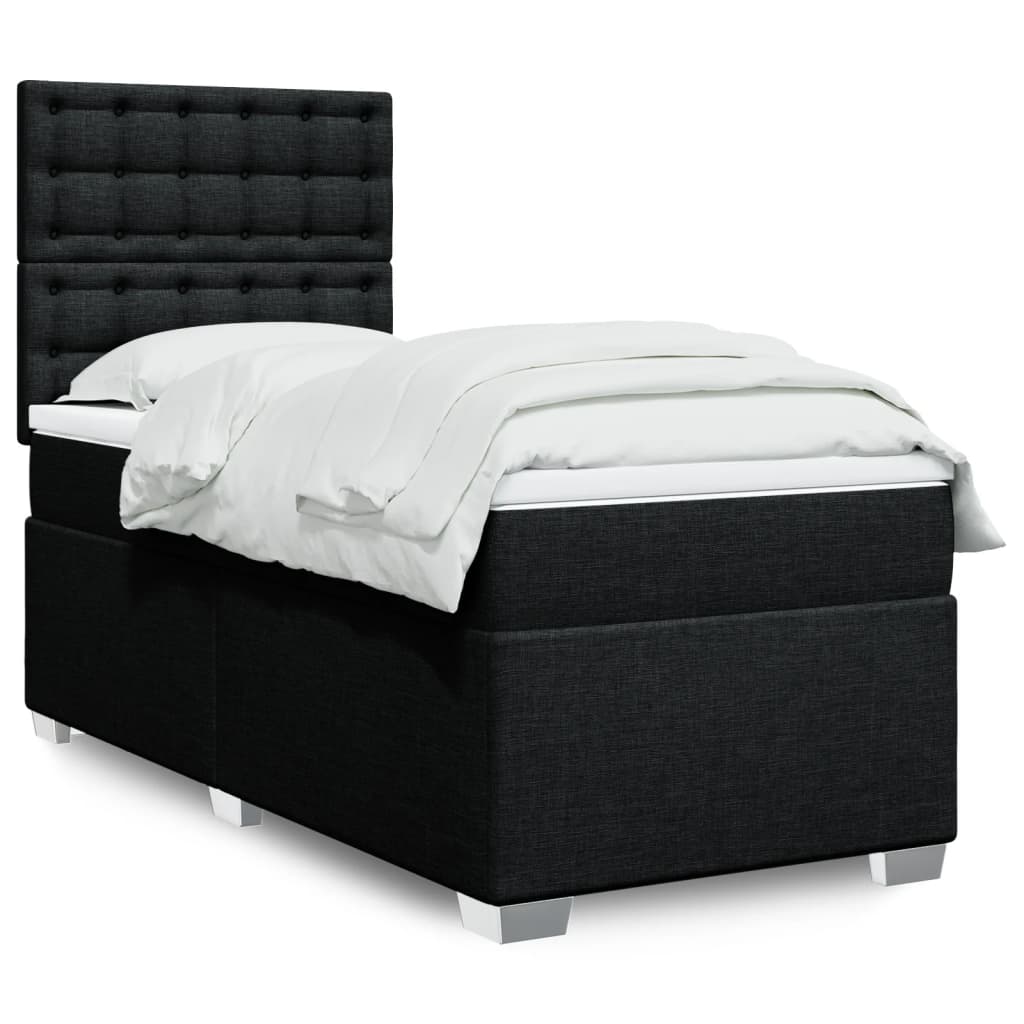 Cama Box Spring Con Colchón Tela