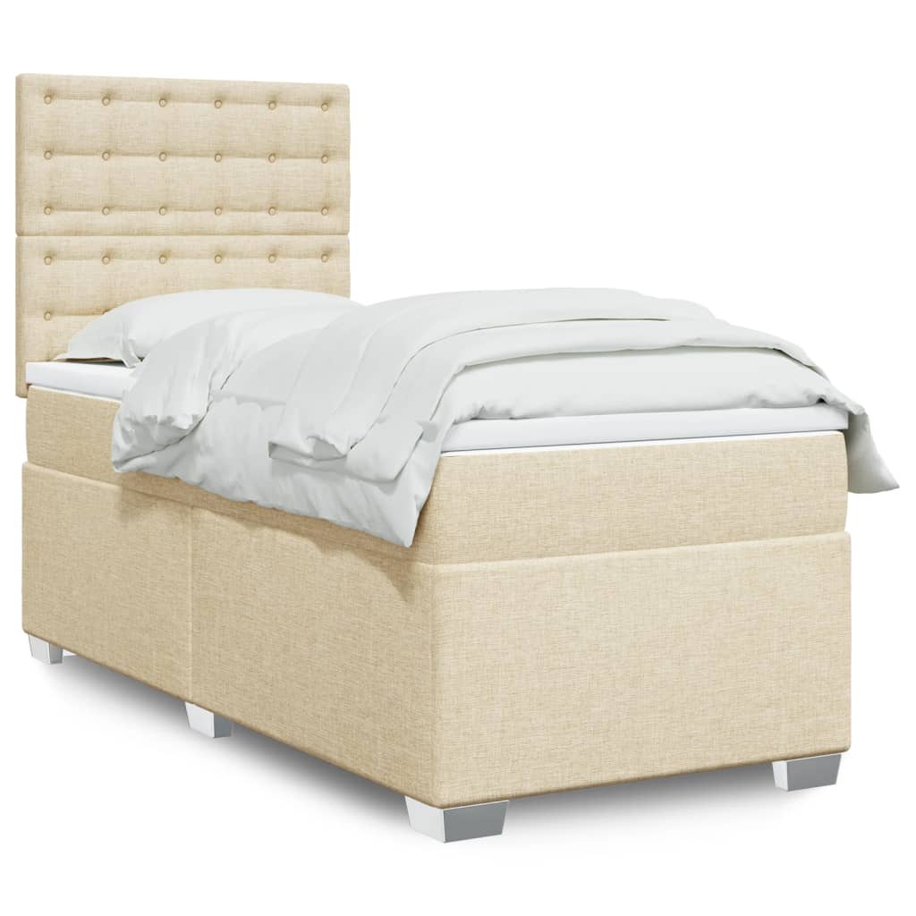 Cama Box Spring Con Colchón Tela