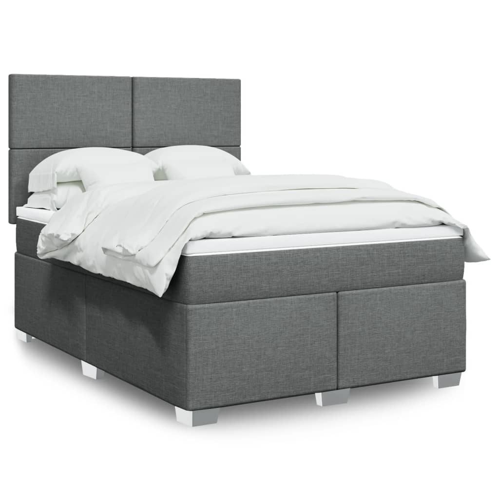 Cama Box Spring Con Colchón Tela