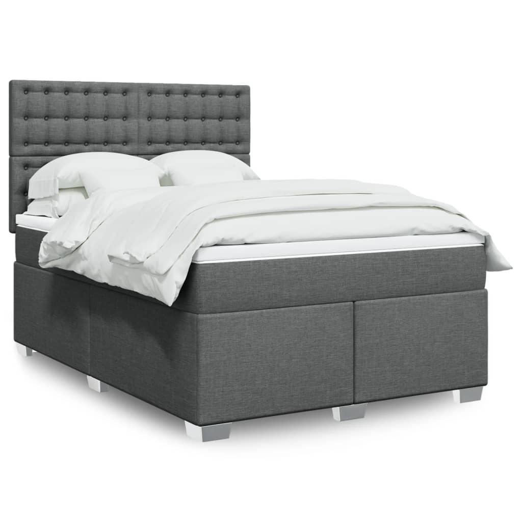 Cama Box Spring Con Colchón Tela