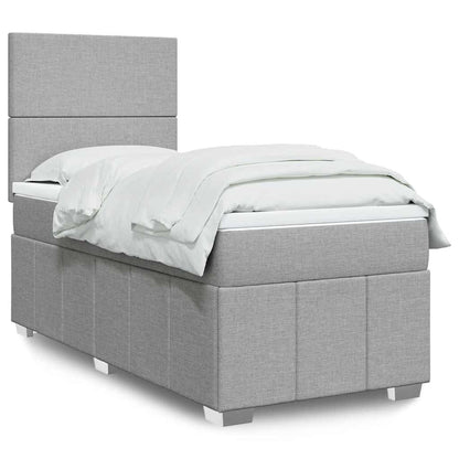 Cama Box Spring Con Colchón Tela Gris Taupe