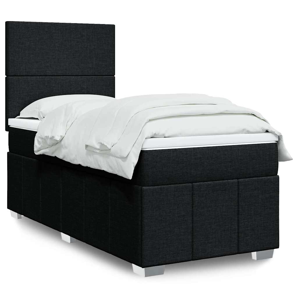 Cama Box Spring Con Colchón Tela Gris Taupe
