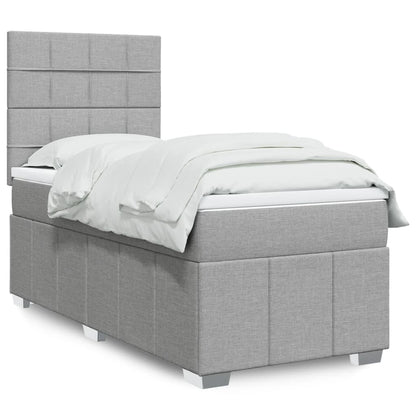 Cama Box Spring Con Colchón Tela Gris Taupe