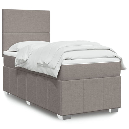 Cama Box Spring Con Colchón Tela Gris Taupe
