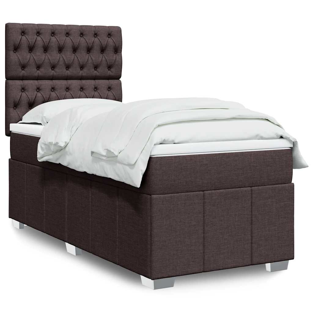 Cama Box Spring Con Colchón Tela Gris Taupe