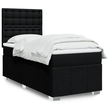 Cama Box Spring Con Colchón Tela Gris Taupe