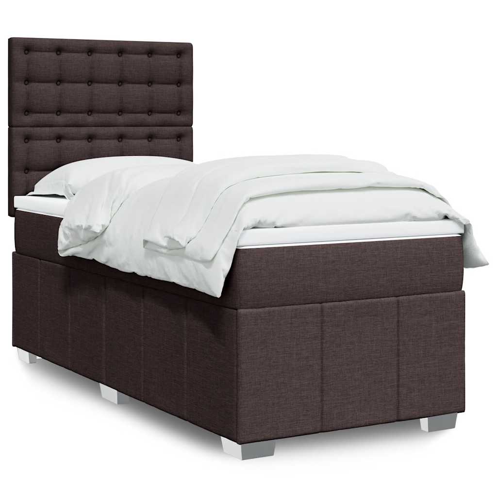 Cama Box Spring Con Colchón Tela Gris Taupe