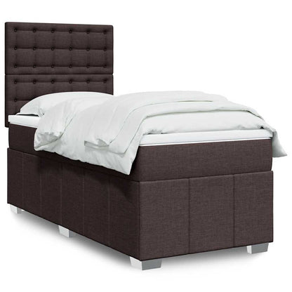 Cama Box Spring Con Colchón Tela Gris Taupe