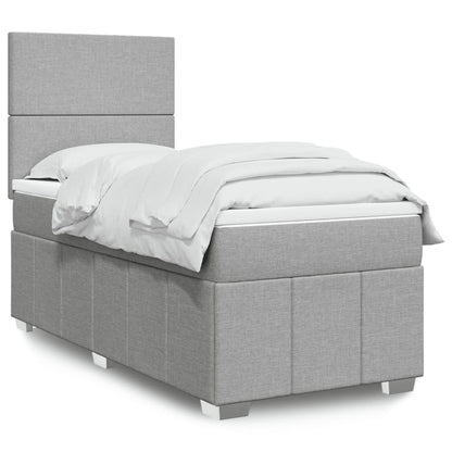 Cama Box Spring Con Colchón Tela Gris Taupe