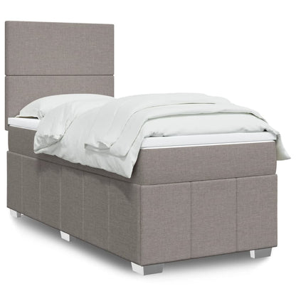 Cama Box Spring Con Colchón Tela Gris Taupe