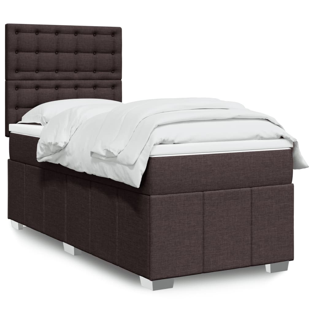 Cama Box Spring Con Colchón Tela Gris Taupe