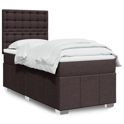 Cama Box Spring Con Colchón Tela Gris Taupe