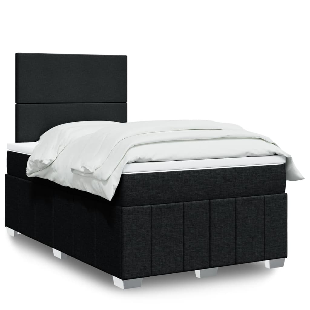 Cama Box Spring Con Colchón Tela Gris Taupe